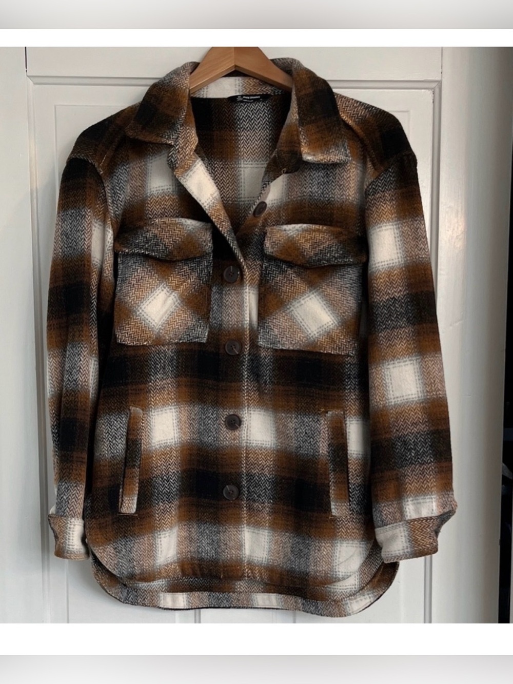Plaid Women's Shacket in Brown and Black Size XS